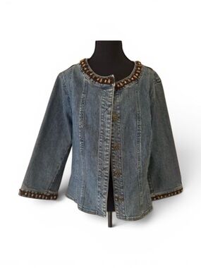 W5 Vintage Embellished Denim Jacket in Medium Blue XL